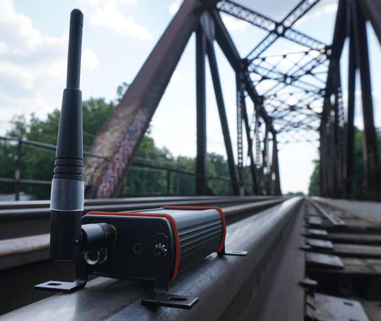 TransitHound driver behaviour monitor mounted on a train